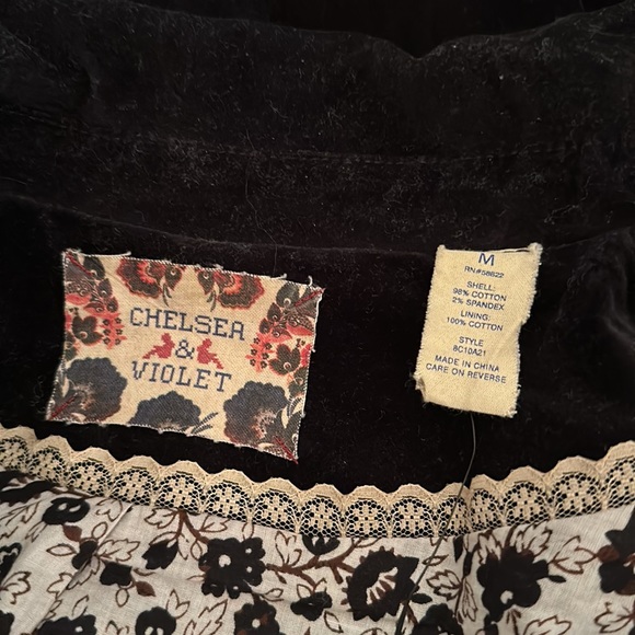 Chelsea & Violet Black Velvet Jacket SZ M - Picture 9 of 9